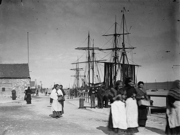 image from Shetland Museum and Archives. Photographer J Leisk. Albert Wharf, Lerwick, C 1880